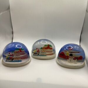 Snow Globe Set Snowman, Santa, Sleigh
